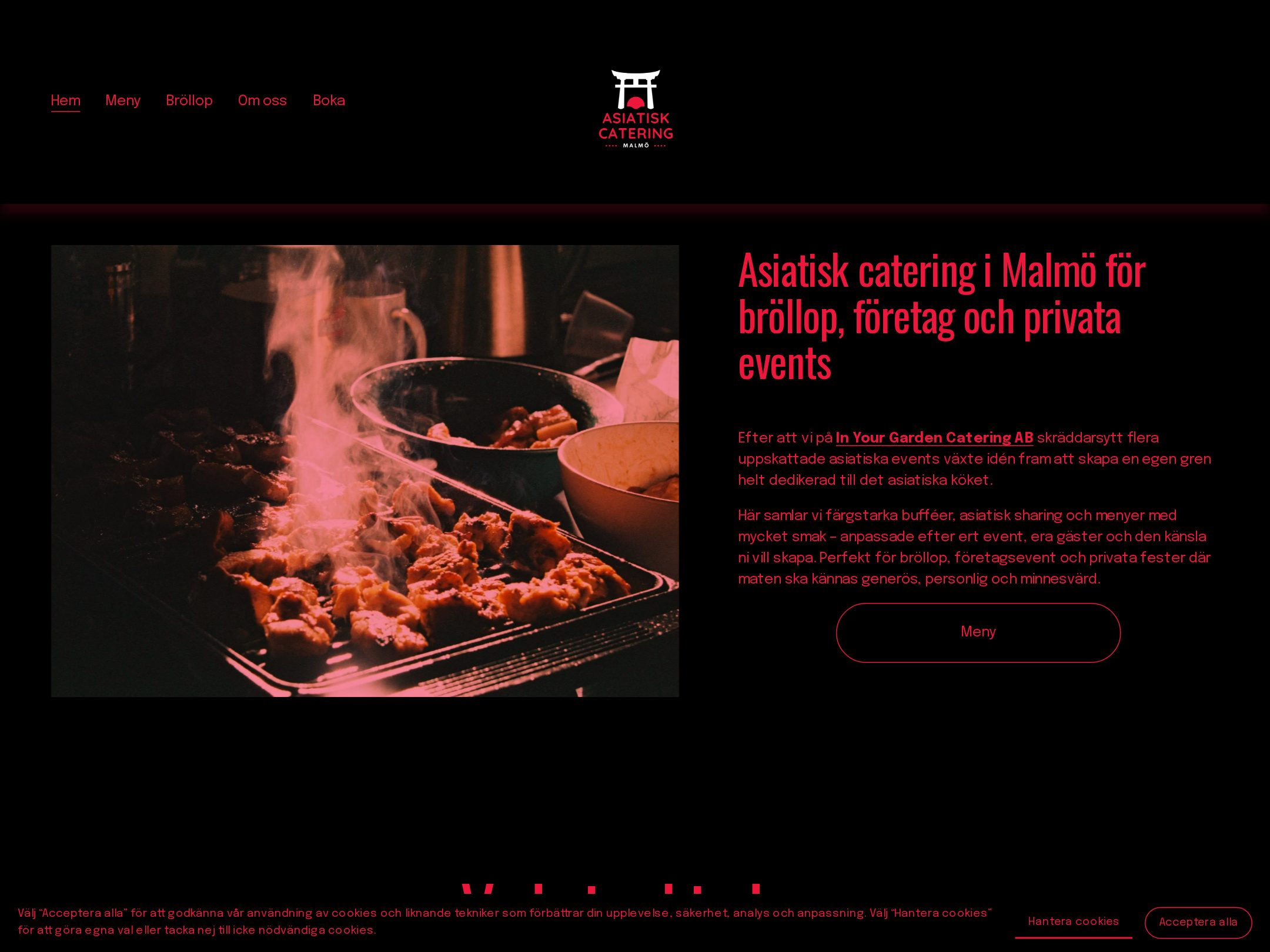 Skärmbild av hemsidan Asiatisk Catering