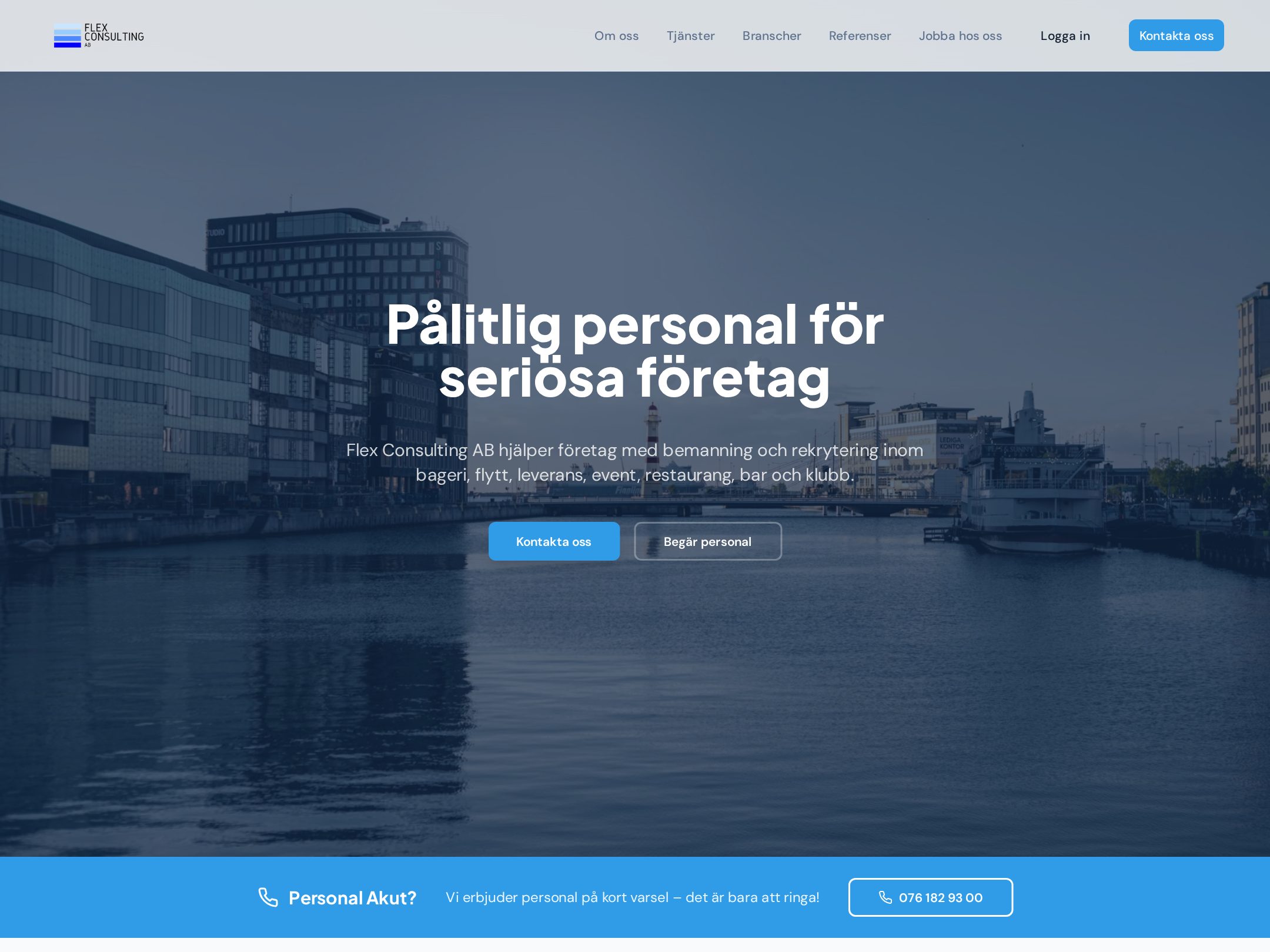 Skärmbild av hemsidan Flex Consulting