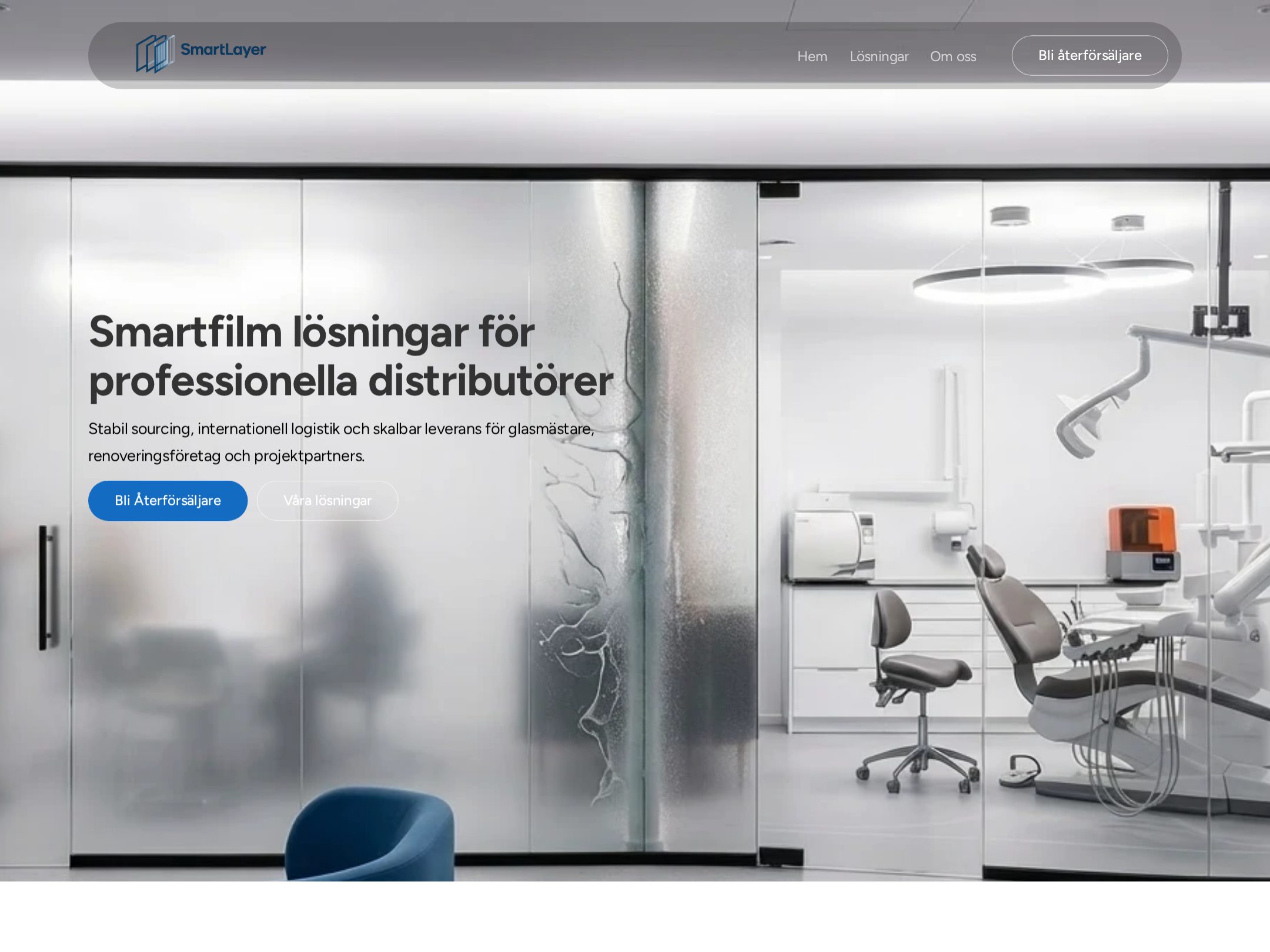 Skärmbild av hemsidan SmartLayer Nordic
