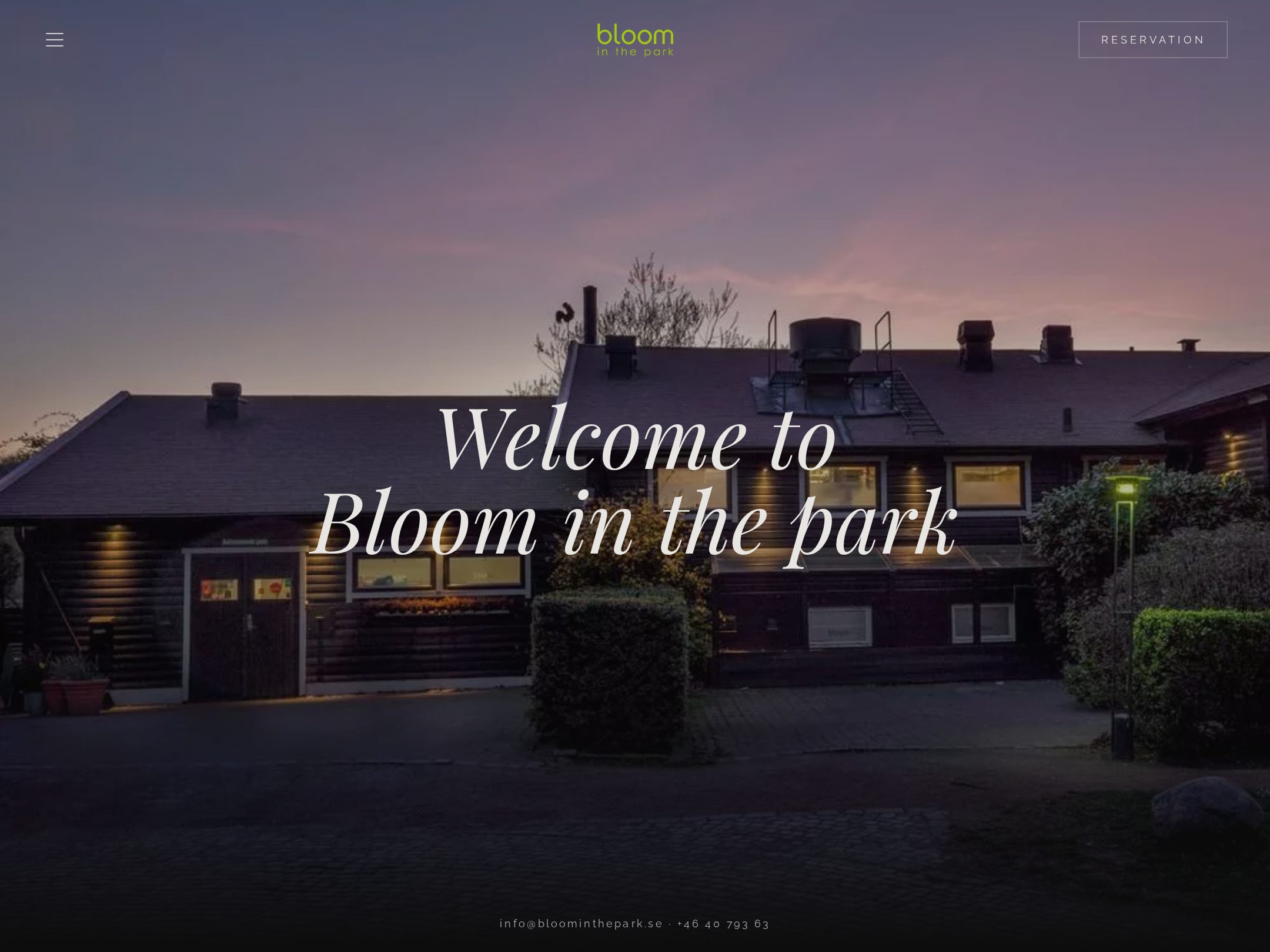 Skärmbild av hemsidan Bloom in the Park